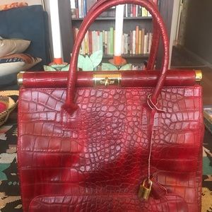 Merci Marie made in Italy red leather handbag